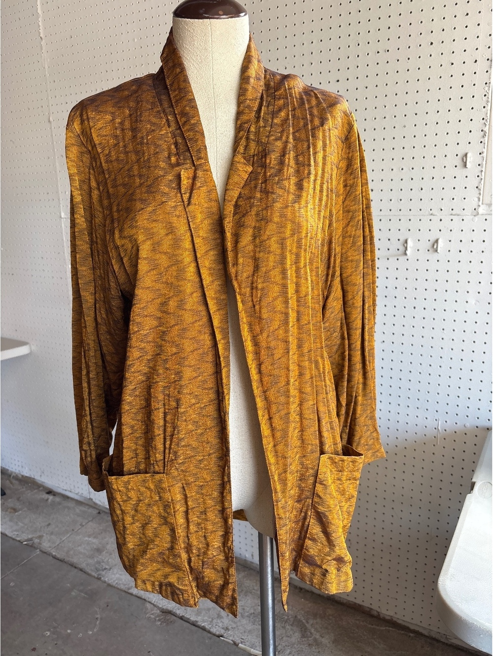 Vintage Synári Mustard Rayon Open Front Cardigan Jacket